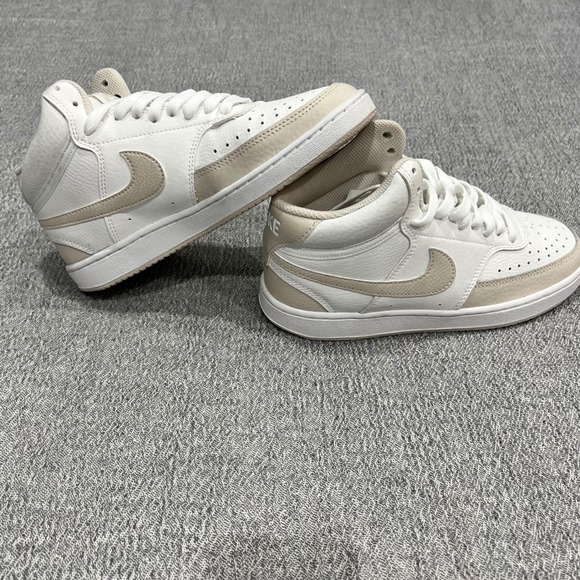 Nike Shoes - Nike Court Vision Mid White Light Orewood Brown Women Size 7 CD5436-106 Sneakers